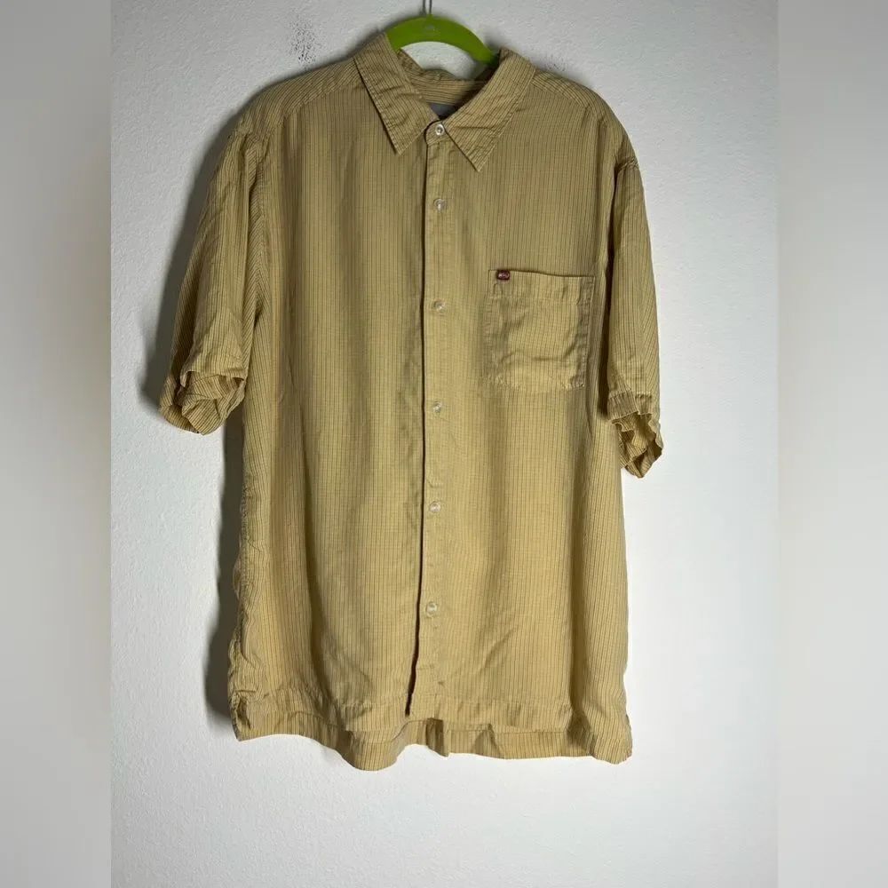 Quicksilver Men’s Short Sleeve Shirt Button Down Yellow Size L